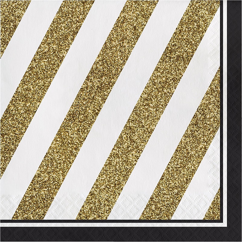 Creative Converting Black and Gold Napkins, 48 Count (DTC317536NAP) image 1
