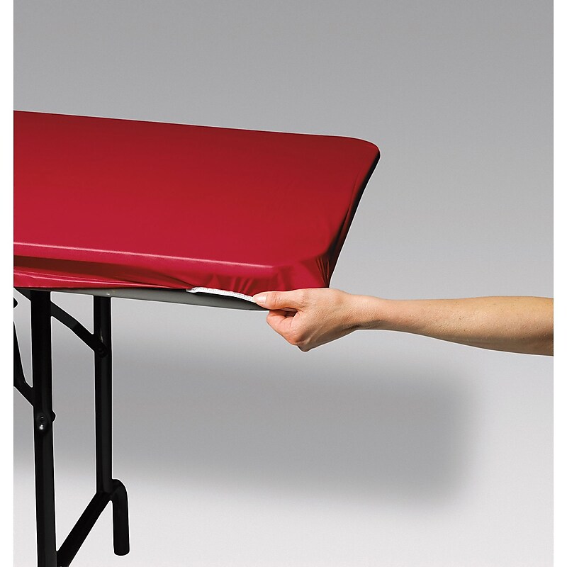 Creative Converting Stay Put Plastic Tablecover, Red, 29" x 72", 3/Pack(37427) image 1
