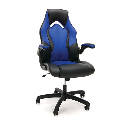 Ofm Essentials High Back Faux Leather Racing Gaming Chair Blue 845123090633