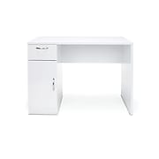 Essentials by OFM Single Pedestal Solid Panel Office Desk with Drawer and Cabinet, White (ESS-1015-WHT)