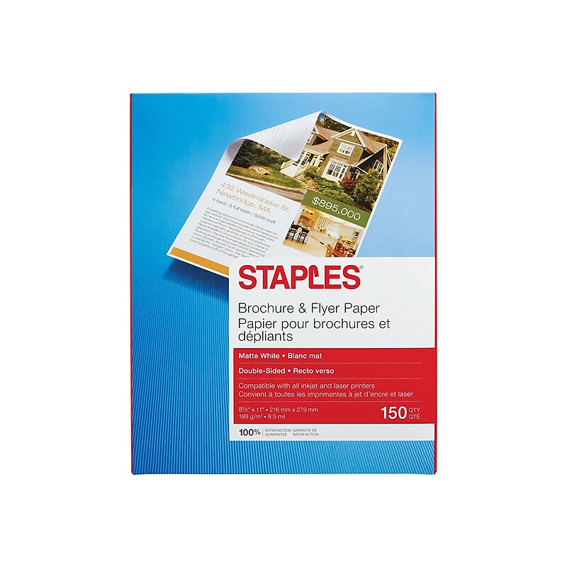 Staples Brochure & Flyer 8.5" x 11" Multipurpose Paper, 150/Ream (12488) image 1