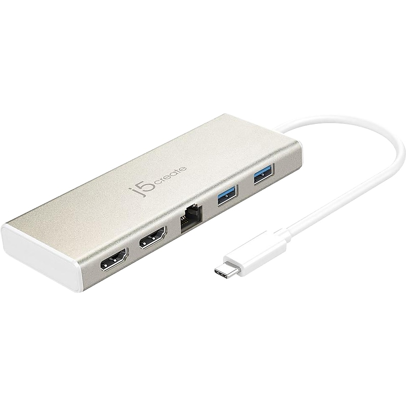 j5create USB-C Mini Dual Monitor Docking Station for Windows/Mac, Multicolored (JCD381) image 1