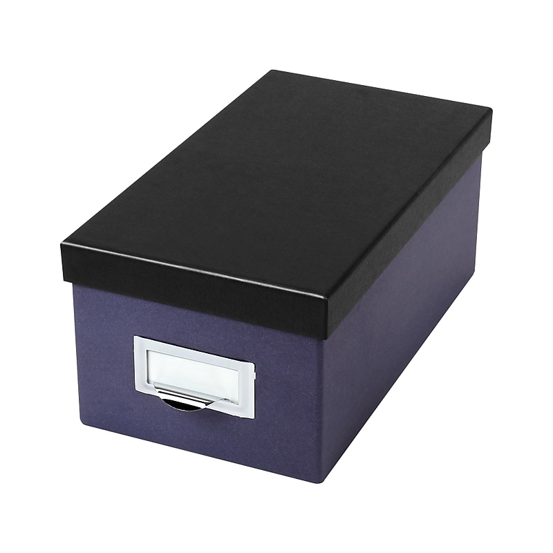 Oxford Index Card File Box, 1000-Card Capacity, Indigo/Black (406462) image 1
