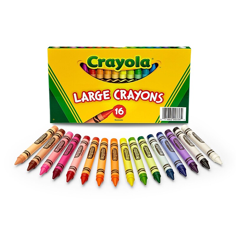 Crayola Large Crayons, Assorted Colors,16 Per Box (52-0336) image 1