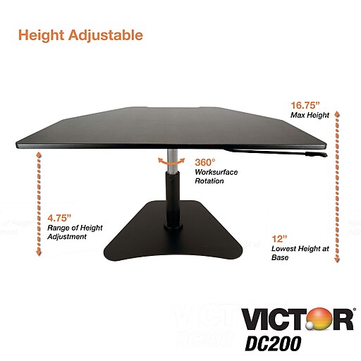 Victor Technology DC200 High Rise Adjustable StandUp Desk Converter
