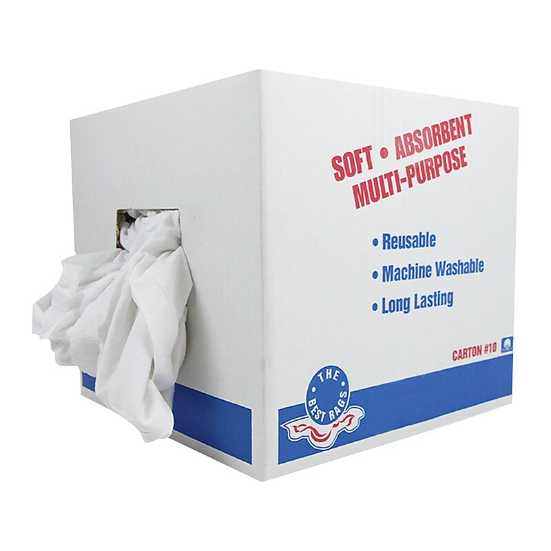 Monarch Brands Cotton Cleaning Rags, White, 10 lbs., 120 Rags/Pack (N2-W43-10) image 1