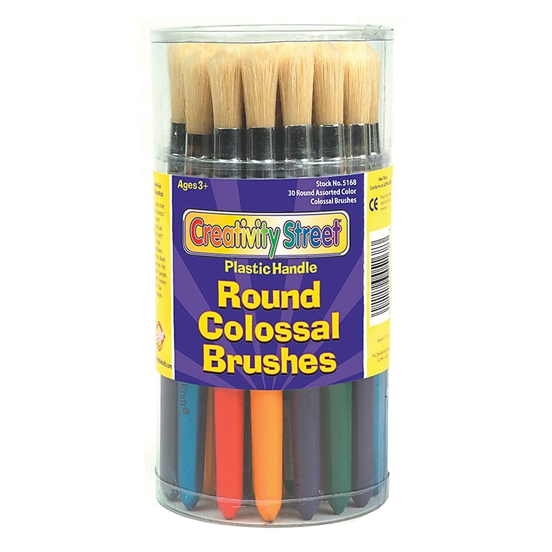 Chenille Kraft® Creativity Street® Colossal Plastic Brushes, Round, 30/Pack (PAC5168) image 1