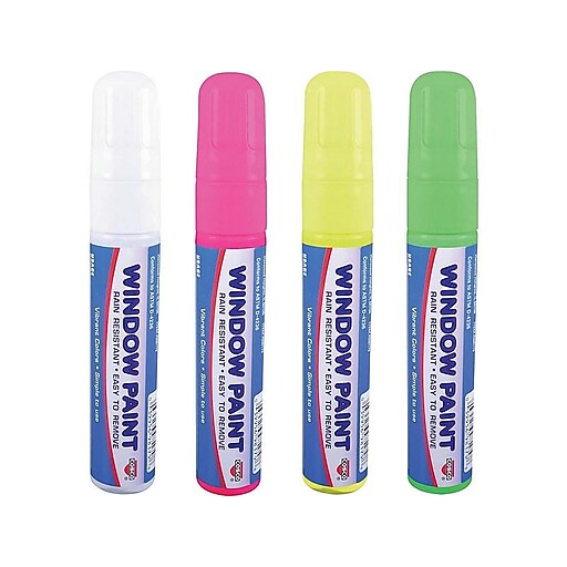 Cosco® Window Paint Markers Asst Pink Yellow Green and White, 4/pk at Staples