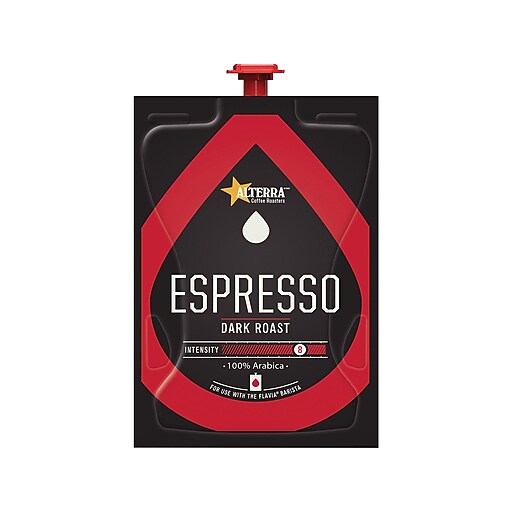 Alterra Flavia Espresso Freshpacks Coffee, Dark Roast, 80/Carton (MDR12353) at Staples