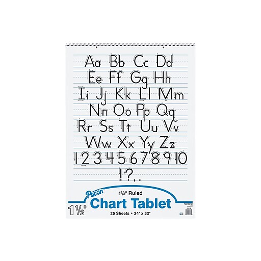 Pacon 32" x 24" Manuscript Cover Chart Tablet, Ruled, White, 25 Sheets
