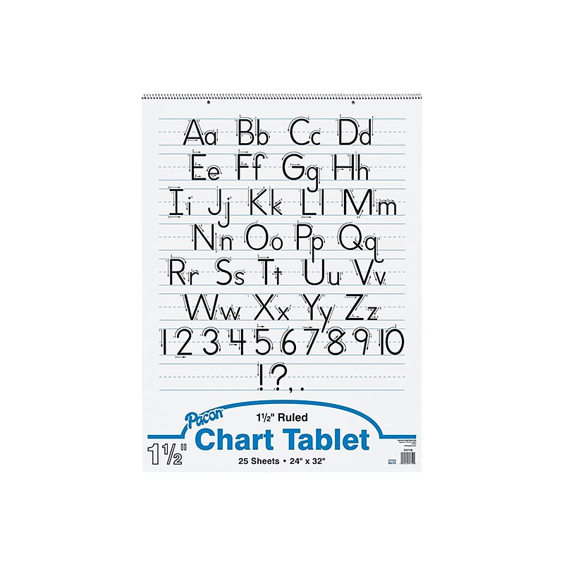 Pacon 32" x 24" Manuscript Cover Chart Tablet, Ruled, White, 25 Sheets (74710) image 1