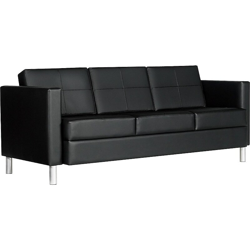 Global Citi 72" Leather Three Seat Sofa, Black (7877TU450550) image 1