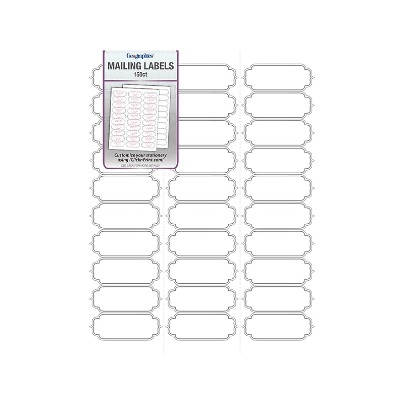 1" x 2.63" Matte White Mailing Labels, Decorative Edge, 150/Pack image 1
