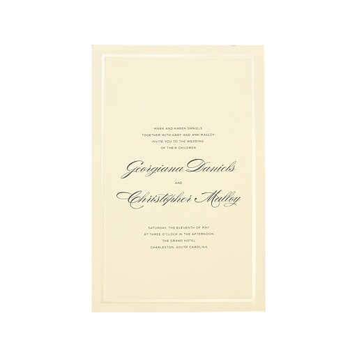 Gartner Studios 5.5" x 8.5" Border Invitations, Ivory/Pearl, 50/Pack