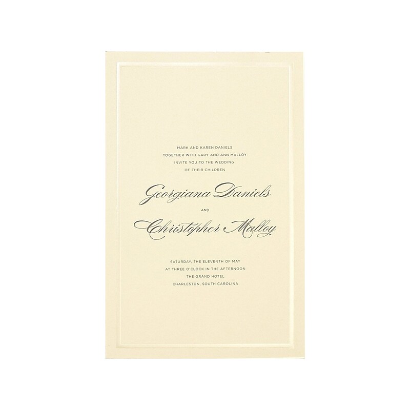 Gartner Studios 5.5" x 8.5" Border Invitations, Ivory/Pearl, 50/Pack image 1