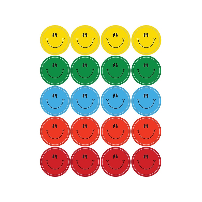 Carson-Dellosa Smiley Face Stickers, Assorted Colors, 120/Pack (5270) image 1