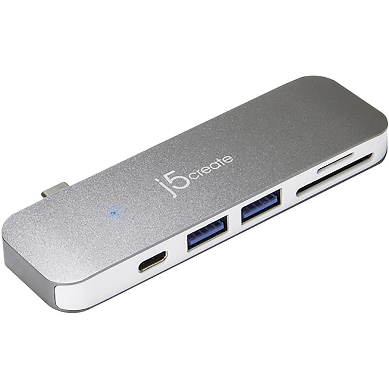 j5create USB-C 6-in-1 UltraDrive Mini Port Replicator Docking Station for USB-C Enabled Laptops, Silver (JCD388) image 1
