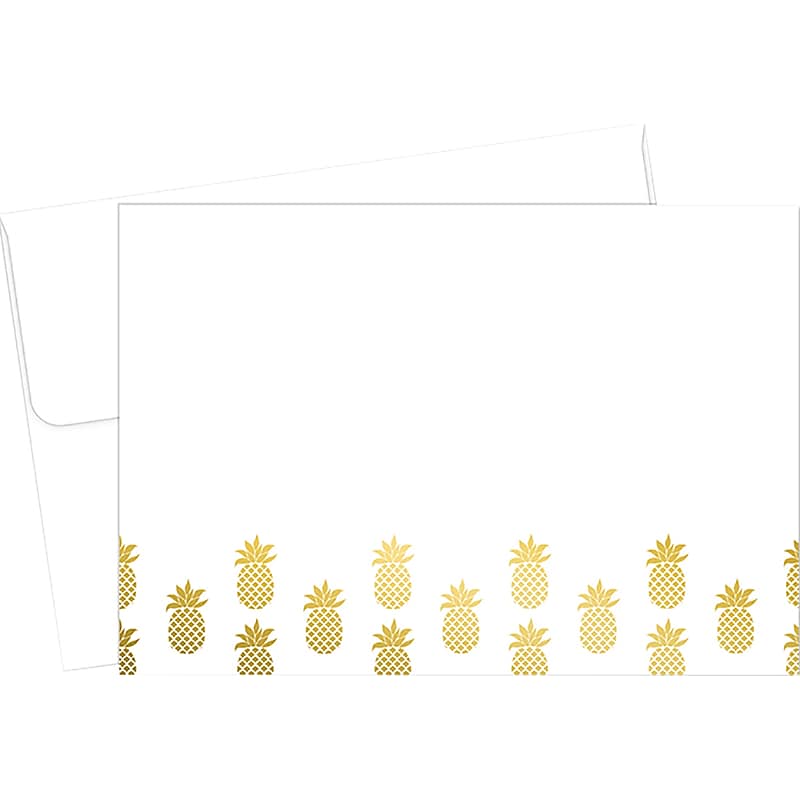 Great Papers! Golden Foil Pineapple Matte Personal Thank You Notecards, White/Gold, 50/Pack (2019079) image 1