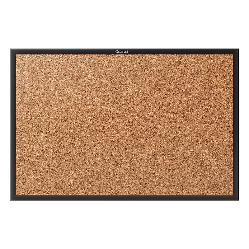 Quartet Classic Cork Bulletin Board, Black Frame, 3' x 2' (2303B) image 1