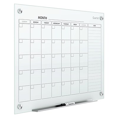 Quartet Infinity Magnetic Glass Calendar Dry-Erase Whiteboard, 3' x 2' (GC3624F)