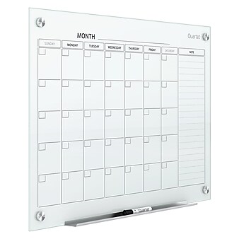 Quartet Infinity Magnetic Glass Calendar Dry-Erase Whiteboard, 4' x 3', Frameless (GC4836F)