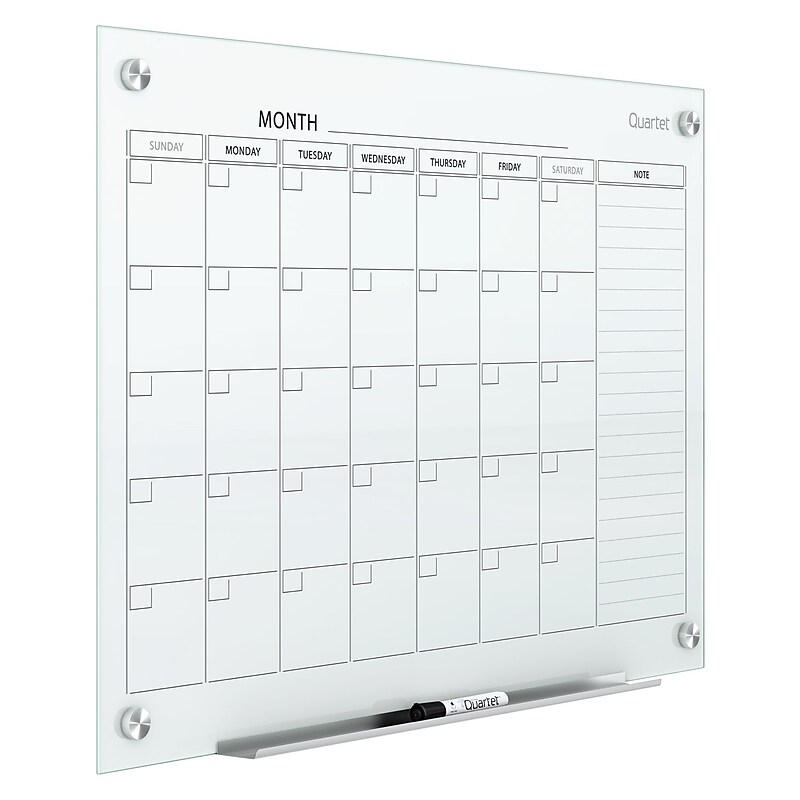 Quartet Infinity Magnetic Glass Dry-Erase Calendar Whiteboard, 4' x 3', Frameless (GC4836F) image 1