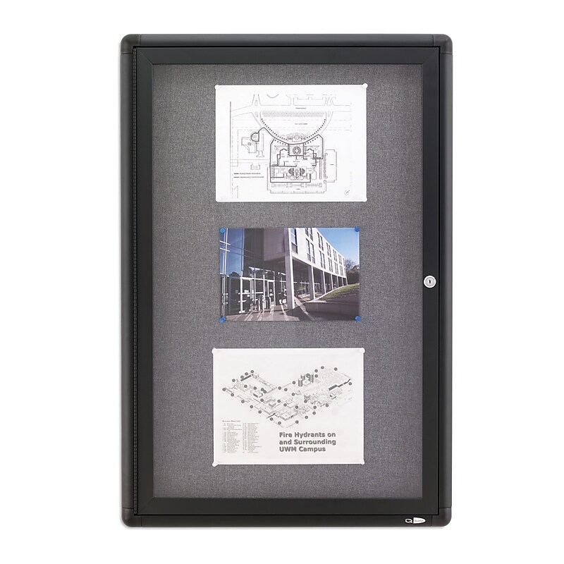 Quartet Fabric Enclosed Bulletin Board, Graphite Frame, 3'H x 2'W (2363L) image 1