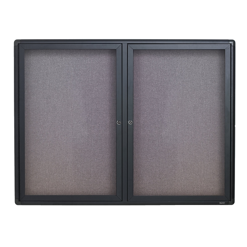 Quartet Fabric Enclosed Bulletin Board, Graphite Frame, 3'H x 4'W (2364L) image 1