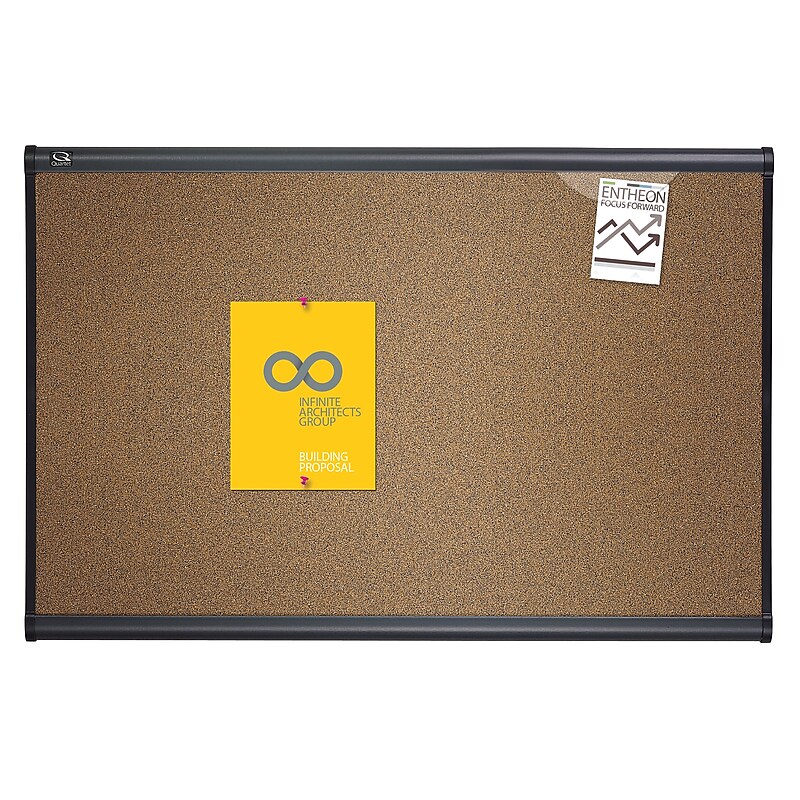 Quartet Prestige Cork Bulletin Board, Graphite Frame, 2'H x 3'W (QTB243G) image 1