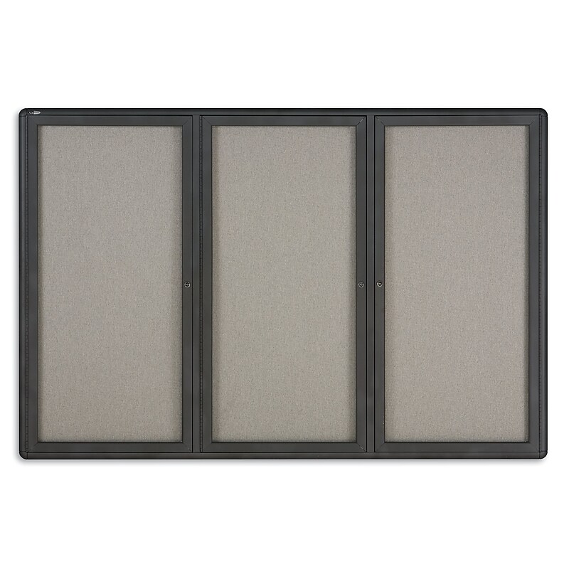 Quartet Radius Fabric Enclosed Bulletin Board, Graphite Frame, 4'H x 6'W (2367L) image 1