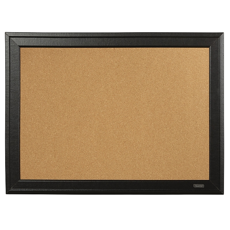 Quartet Cork Bulletin Board, Black Frame, 11"H x 17"W (79279) image 1
