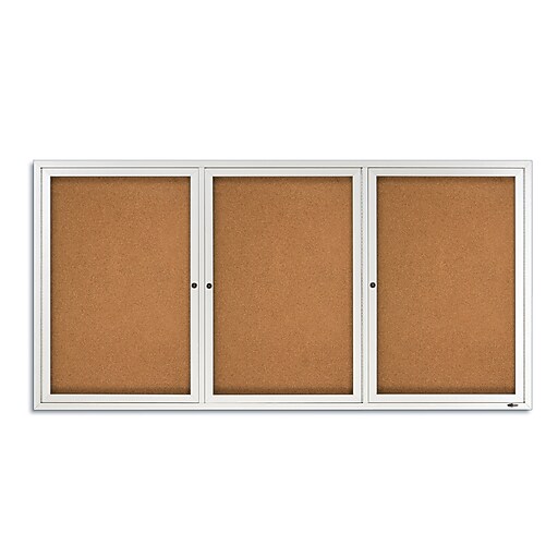 Quartet Cork Enclosed Bulletin Board, Aluminum Frame, 3'H x 6'W (2366) Staples