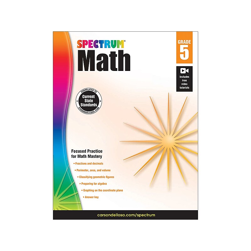 Spectrum Math Grade 5, Paperback Workbook (704565) image 1