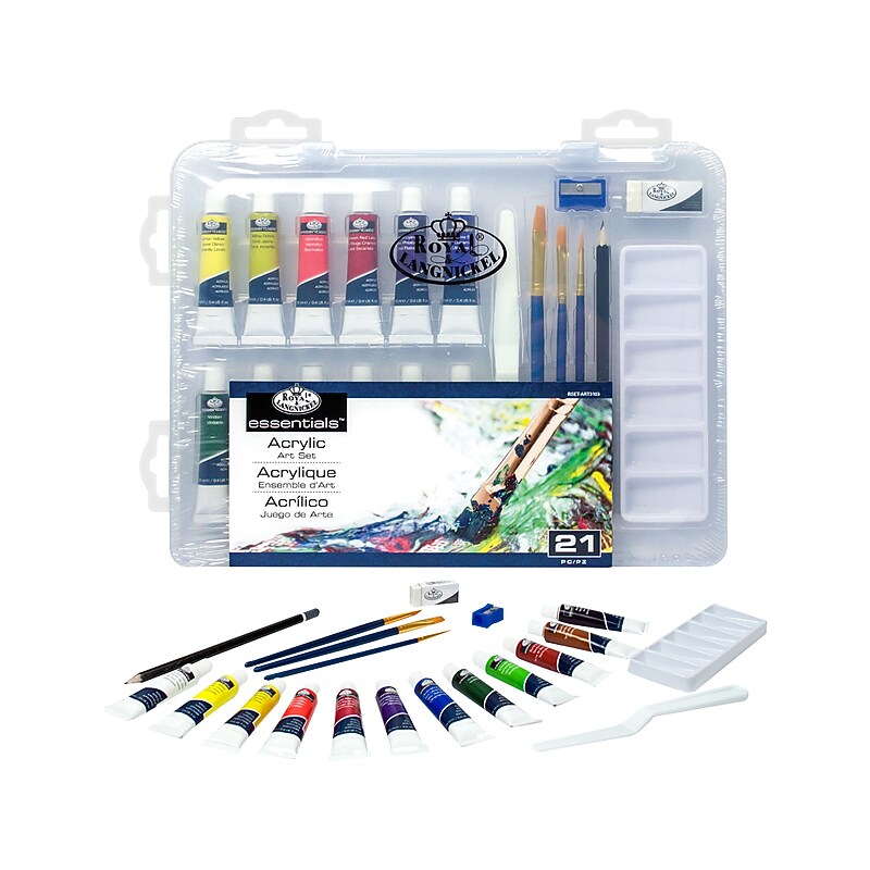 Royal & Langnickel Essentials Clearview Small Acrylic Non Washable Painting Kit, Assorted Colors, 21/Pack (RSET-ART3102) image 1