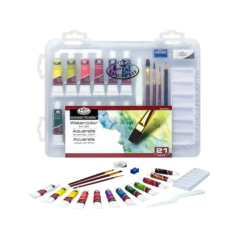 Royal & Langnickel Essentials Clearview Small Watercolor Non Washable Painting Kit, Assorted Colors, 21/Pack (RSET-ART3102) image 1