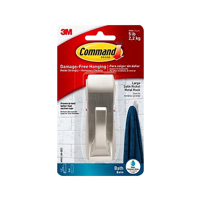 Command Large Metal Hook, 5 lb., Satin Nickel (MR03-SN-BES) image 1
