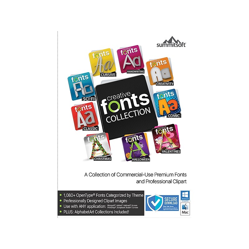 Summitsoft Creative Fonts Collection for 1 User, Windows and Mac, CD (SUM681800F015) image 1
