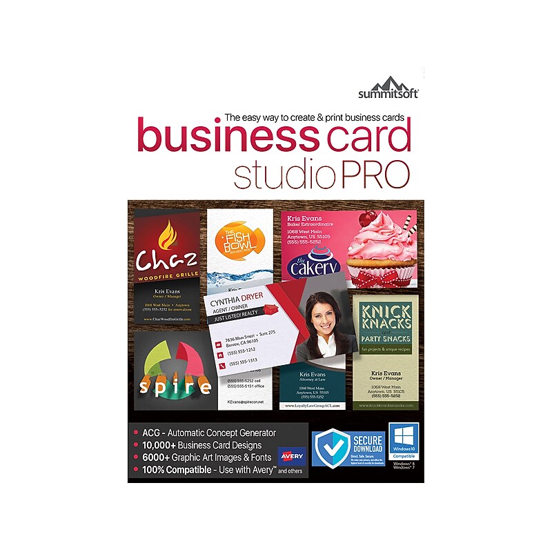 Summitsoft Business Card Studio Pro for 1 User, Windows, CD (SUM681800F014) image 1