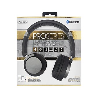 Sentry Pro Series Wireless Bluetooth Stereo Headphones, Black/Silver (BT500)