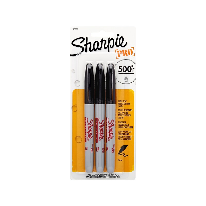 Sharpie Industrial Permanent Marker, Fine Tip, Black Ink, 3/Pack (13763PP) image 1