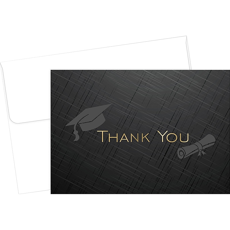 Great Papers! Gold Grad Foil Matte Personal Thank You Notecards, Black, 50/Pack (2019018) image 1