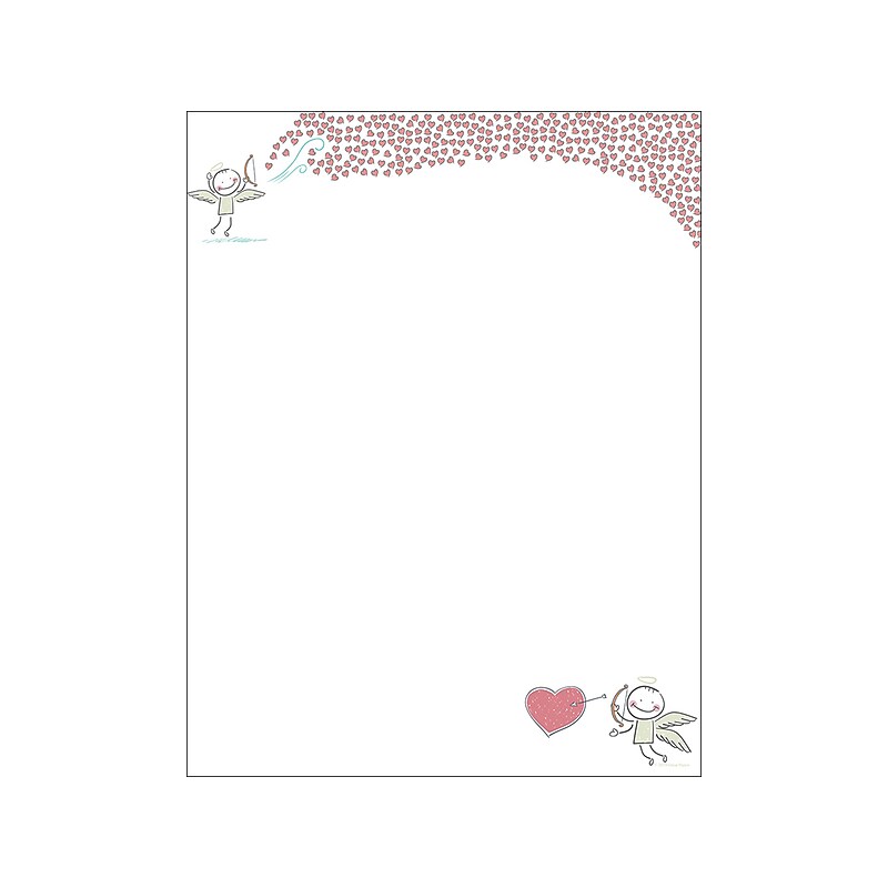 Great Papers! Bow And Arrow Valentine Letterhead, Multicolor, 80/Pack (2019071) image 1