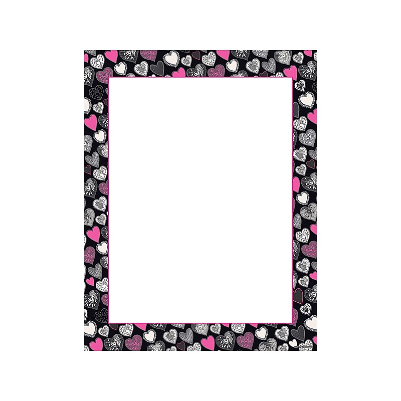 Great Papers! Pink and Black Hearts Letterhead, Multicolor, 80/Pack (2019073) image 1