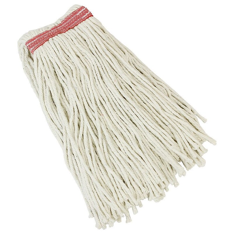 Libman Cut-End Wet Mop, Recycled Cotton Blend, 14 oz., White & Red, 6/Carton (0974) image 1