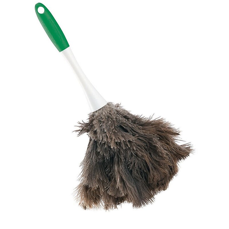 Libman Handheld Feather Duster, Polypropylene & Sanoprene, 13", Green & White, Case of 6, (0239) image 1