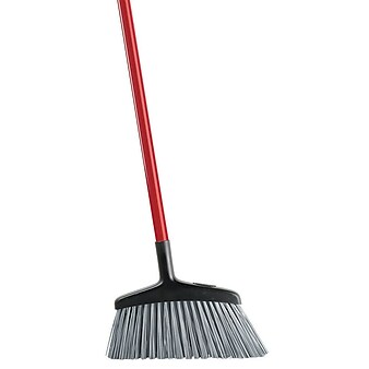 Libman Rough Surface Angle Broom, Steel Handle, 15", Red & Gray, Case of 6, (1102)