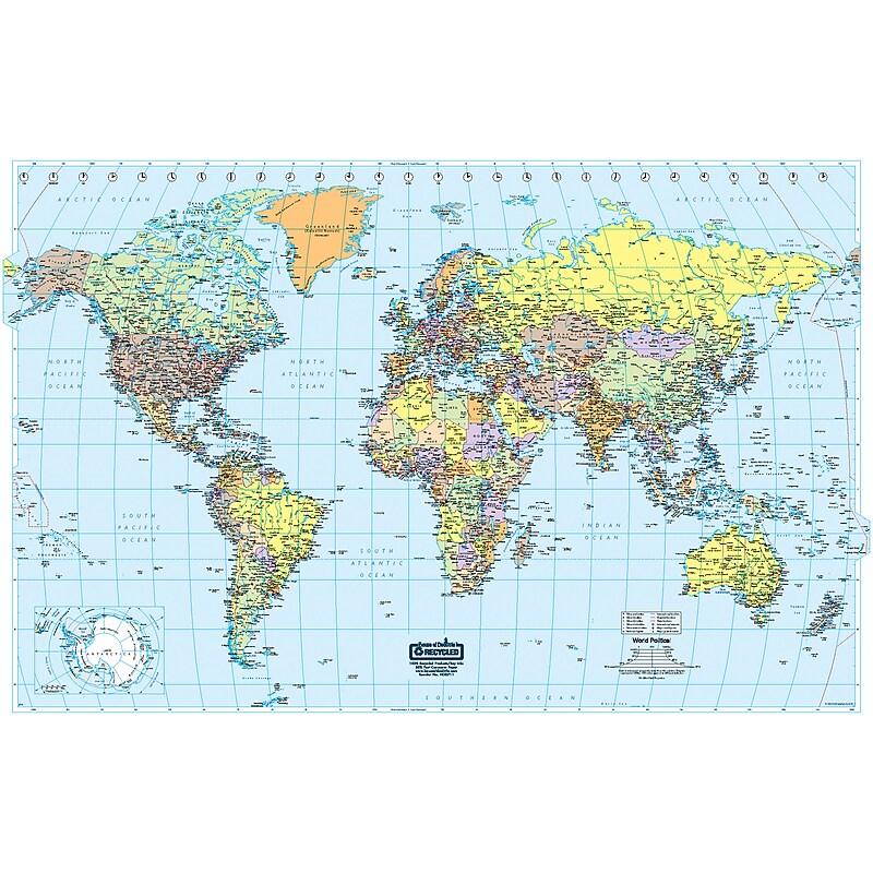 House of Doolittle Laminated World Map, 50" x 33" (HOD710) image 1