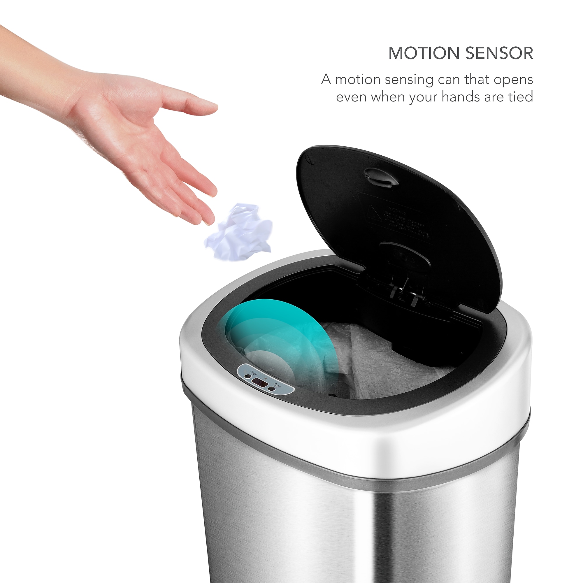 Nine Stars Stainless Steel Motion Sensor Trash Can, 13.2 Gallon, Gray (DZT-50-9) Sansujyuku sansujyuku.com