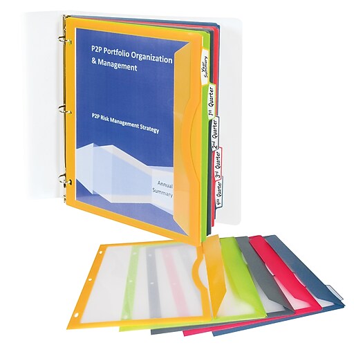 C Line Binder Pockets With Write On, 5 Pocket Binder Pockets, 5 tabs