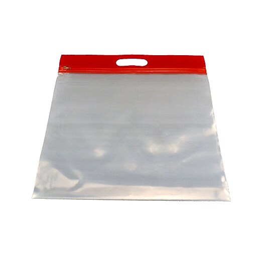 Bags of Bags ZIPAFILE 14"H x 13"W Polyethylene Storage Bags, Clear Bag Red Zip, 25/Pack